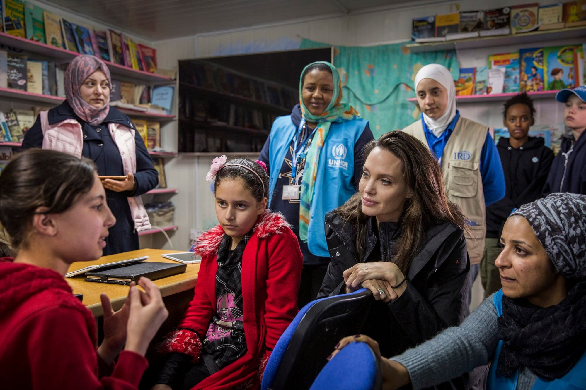 January 2018, Mafrq/Jordan: Meeting with young Syrians at Za'atari Camp; some 5.5 million Syrians have fled to neighboring countries so far. Picture: © UNHCR/ Andrew McConnell