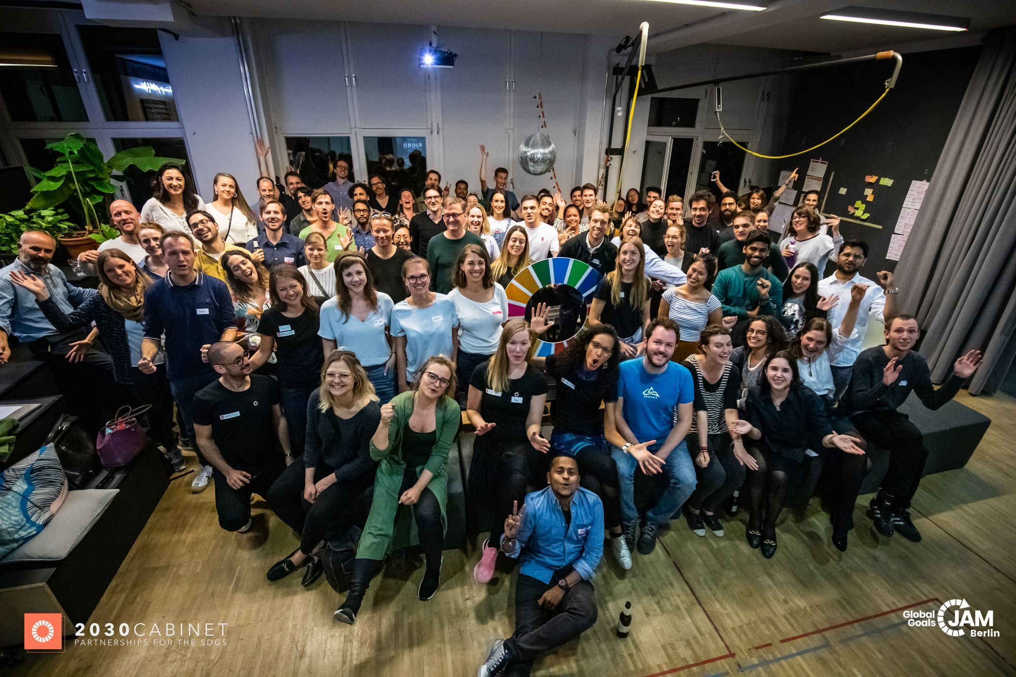 Picture from Global Goals Jam Berlin, 2019 showing participants from different sectors coming together for the two-day event