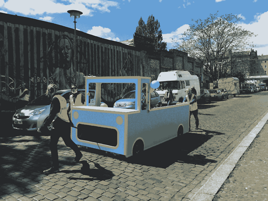 "Freiraumwunder," handcrafted cars from Changing Cities in Berlin to show different ways of using urban space- to play, have a chat or relax!"Freiraumwunder," handcrafted cars from Changing Cities in Berlin to show different ways of using urban space- to play, have a chat or relax!